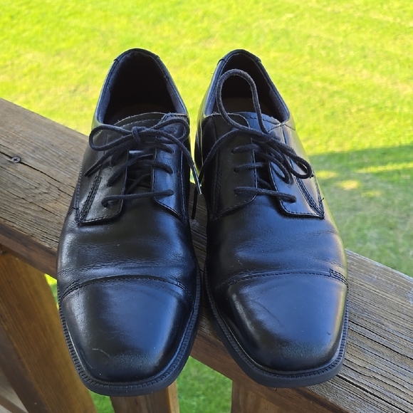 Bostonian Black Leather Oxford Shoes FLEXLITE WITH SHOCK ABSORBING INSOLE 10 MEN - Picture 1 of 10